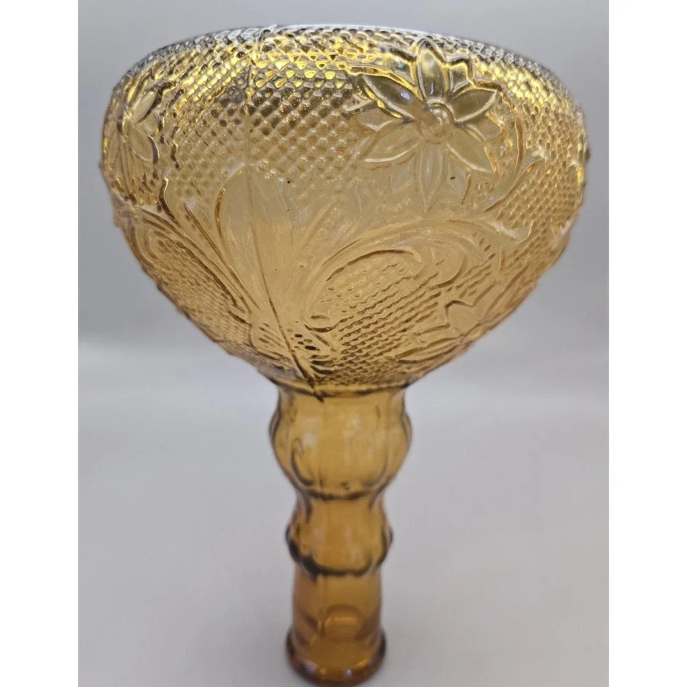 Vintage Decanter Amber Glass‎ Set With 7 Matching Goblets. Tara